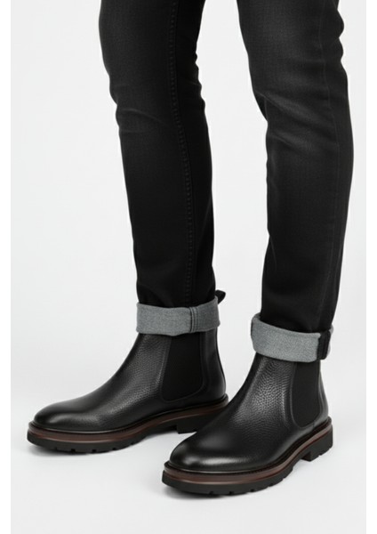 Hakiki Deri Siyah Ultra Hafif ve Rahat Chelsea Erkek Bot LUASS27AL0042 fırsatları