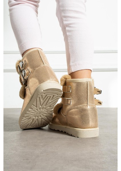 Çift Tokalı Ince Taban Çocuk Bot Bronz Sultan modelleri