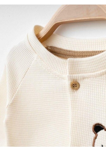 Bebek Organik Pamuklu Ayıcık Nakışlı Şapkalı Tulum fırsatları