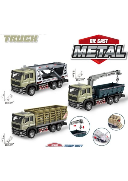 Berattoys 19CM 3lü Metal Iş Makinaları Çekici Kamyon Vinç Iş Araçları Oyuncak Kamyon Iş Makinası fiyatları