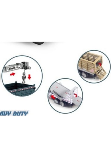 Berattoys 19CM 3lü Metal Iş Makinaları Çekici Kamyon Vinç Iş Araçları Oyuncak Kamyon Iş Makinası modelleri