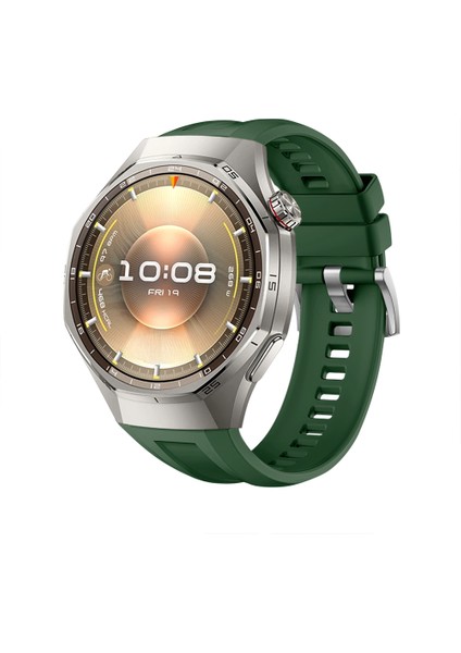 Huawei Watch Gt6 Pro 46MM Ile Tam Uyumlu Kordon Metal Tokalı Yumuşak Silikon Kordon Kayış
