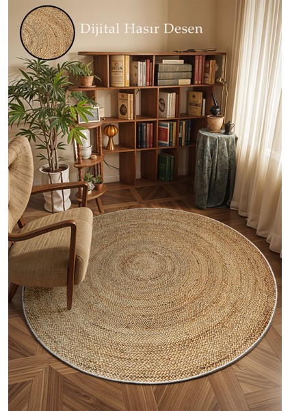 Hasır Örgü Desenli Yıkanabilir Dekoratif Halı