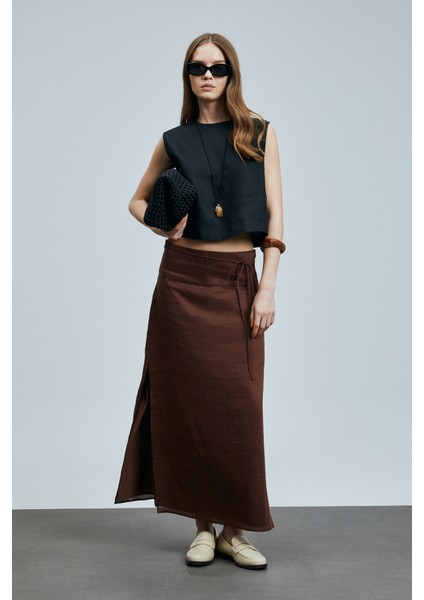 Ate Kadın Keten Etek Kahverengi fiyatları