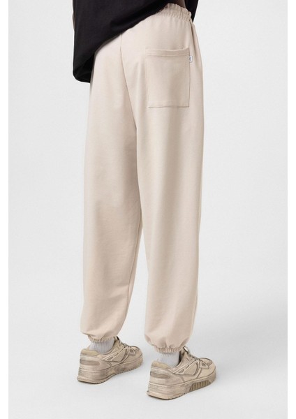 Basıc Paça Lastikli Oversize Eşofman Alt Bej indirimleri