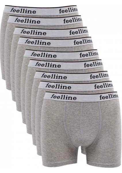 9 Adet Feelline Gri Pamuklu Doğal Likralı Erkek Boxer