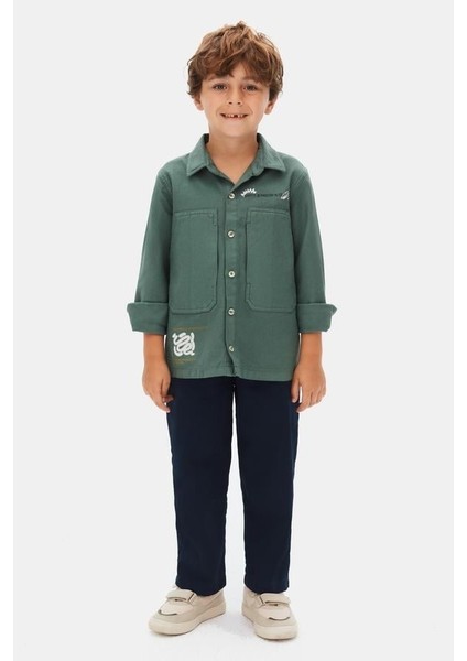Erkek Çocuk Graffiti Gömlek 4-8 Yaş Yeşil