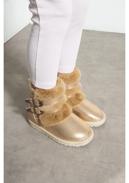 Çift Tokalı Ince Taban Kadın Bot Bronz Sultan fiyatları