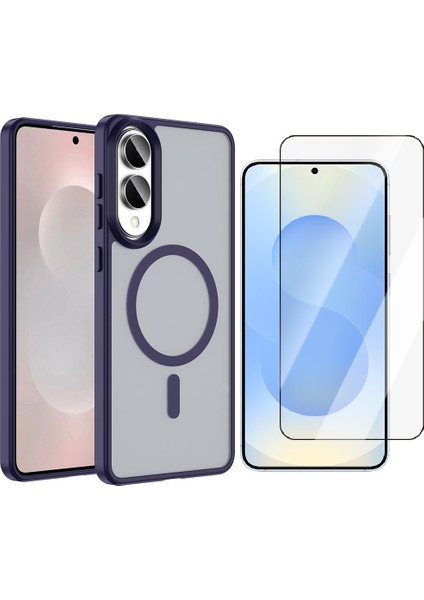 Galaxy S25 Edge Kılıf M-safe Şarj Özellikli Mat Arka Yüzey Zore Sio Kapak + Temperli Cam Ekran Koruyucu