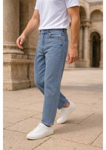 Dar Paça Erkek Yüksek Bel Kot Pantolon - Salaş Mom Jean C333
