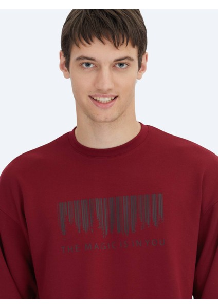 Kırmızı Bisiklet Yaka Baskılı Sweatshırt fırsatları