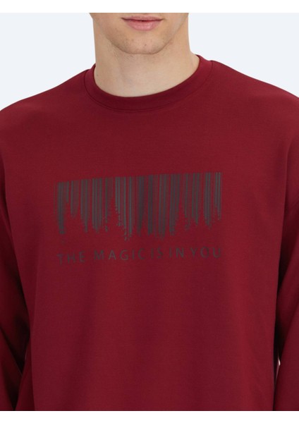 Kırmızı Bisiklet Yaka Baskılı Sweatshırt indirimleri