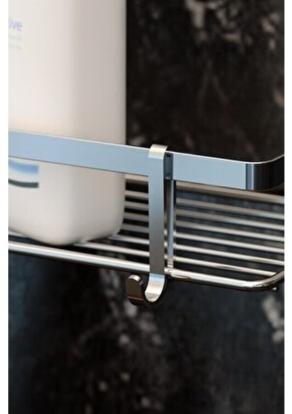 2 Katlı Lamineli Banyo Rafı Krom Renk 25x12x27 cm Su Tasarrufu Teknolojisi ile