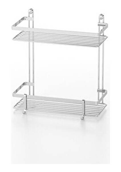 2 Katlı Lamineli Banyo Rafı Krom Renk 25x12x27 cm Su Tasarrufu Teknolojisi ile