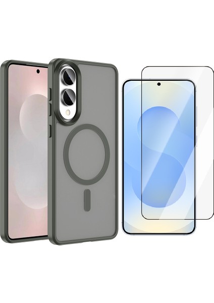 Galaxy S25 Edge Kılıf M-safe Şarj Özellikli Mat Arka Yüzey Zore Sio Kapak + Temperli Cam Ekran Koruyucu