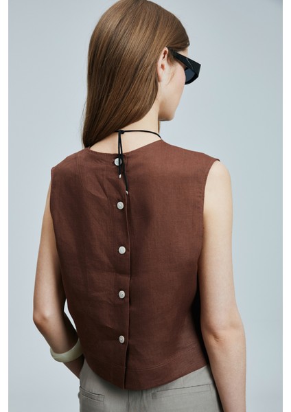 Karen Kadın Keten Bluz Siyah