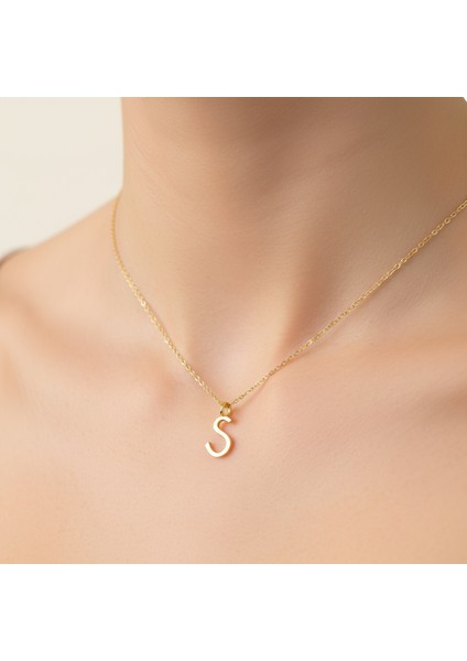 14 ayar altın kolye "S"harfi GM653 1 gr