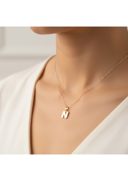 14 Ayar Altın Kolye Ucu "N"harfi GM675 1 gr