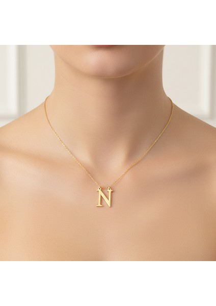 14 Ayar Altın Kolye Ucu "N"harfi GM676 1 gr