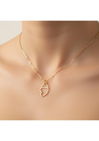 14 Ayar Altın Kolye Ucu yüz GM53 1 gr