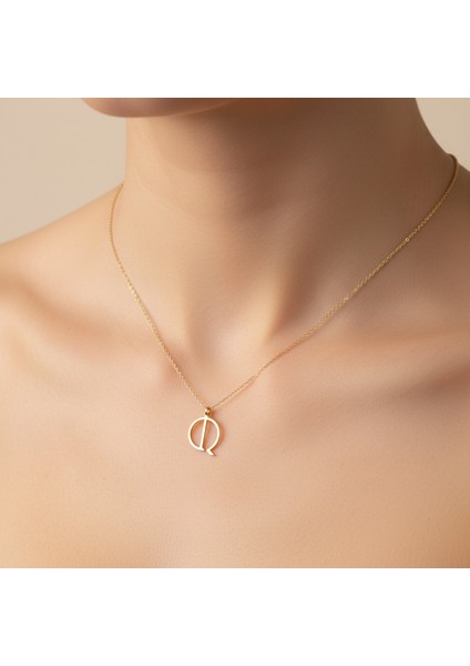 14 Ayar Altın Kolye Ucu "Q"harfi GM692 1 gr