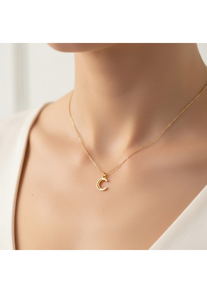 14 Ayar Altın Kolye Ucu "C"harfi GM660 1 gr