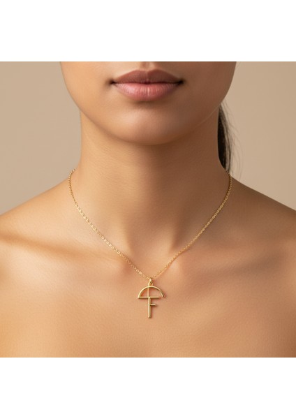 14 Ayar Altın Kolye Ucu "F"harfi GM606 1 gr