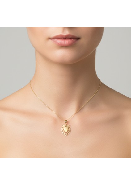 14 Ayar Altın Kolye Ucu Kaplan GM2079 1 gr