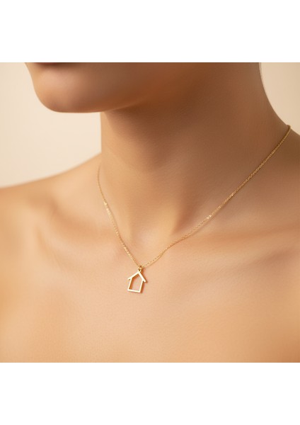 14 Ayar Altın Kolye Ucu ev GM223 1 gr