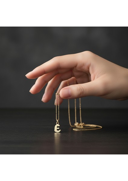 14 ayar altın kolye "E"harfi GM751 1 gr fiyatları