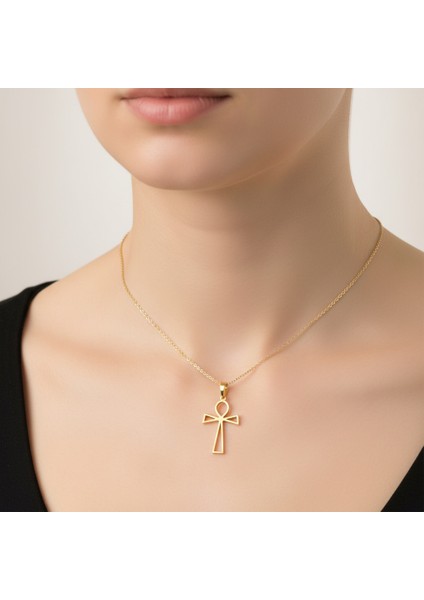 14 Ayar Altın Kolye Ucu Mısır Ankh GM1436 1 gr