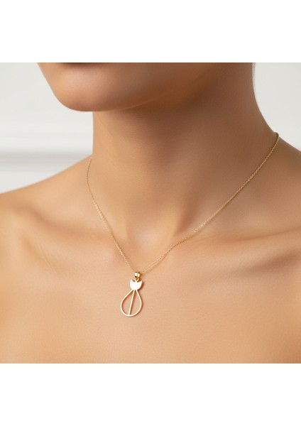8 Ayar Altın Kolye Ucu Kedi GM1654 1 gr