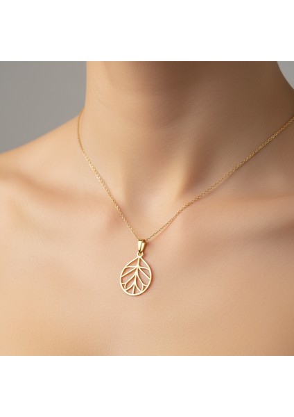 14 Ayar Altın Kolye Ucu Yaprak GM2277 1 gr