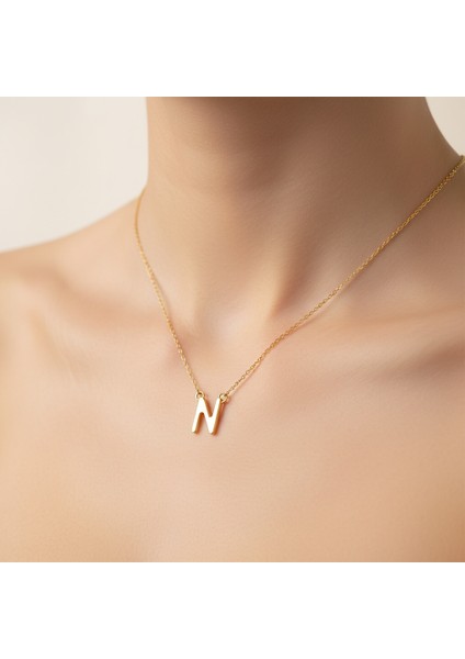 14 Ayar Altın Kolye Ucu "N"harfi GM671 1 gr