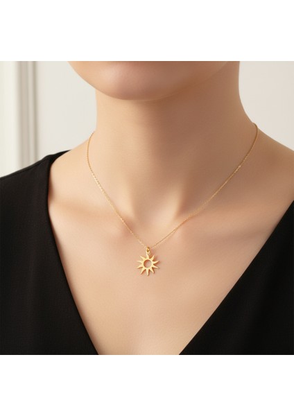 Tabitela 8 Ayar Altın Kolye Ucu Güneş GM429 0.5 gr