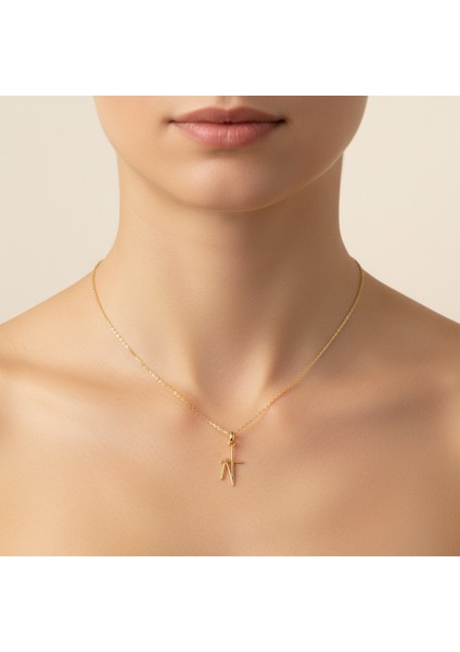 14 Ayar Altın Kolye Ucu "N"harfi GM678 1 gr