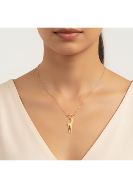 14 Ayar Altın Kolye Ucu ceren ya karaca GM113 1 gr