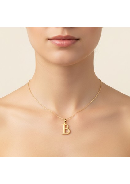14 Ayar Altın Kolye Ucu Harf B GM2719 0.5 gr