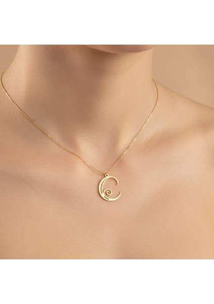 14 Ayar Altın Kolye Ucu "C"harfi GM666 1 gr