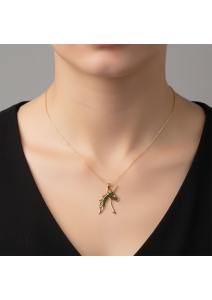 8 Ayar Altın Kolye Ucu Tek Boynuzlu At GM2547 0.5 gr