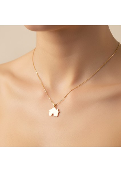 14 Ayar Altın Kolye Ucu ev GM229 1 gr