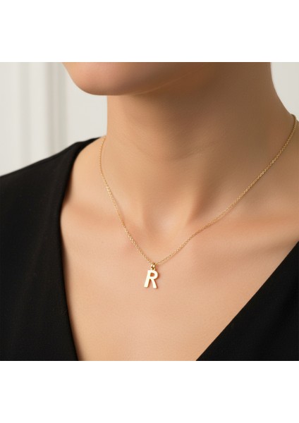 14 Ayar Altın Kolye Ucu "R"harfi GM728 1 gr