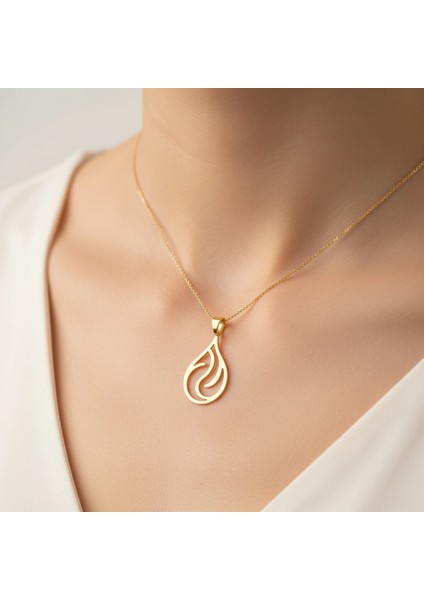 8 Ayar Altın Kolye Ucu Ateş Alevi GM1735 0.5 gr