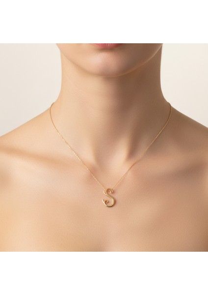 14 ayar altın kolye "S"harfi GM656 1 gr