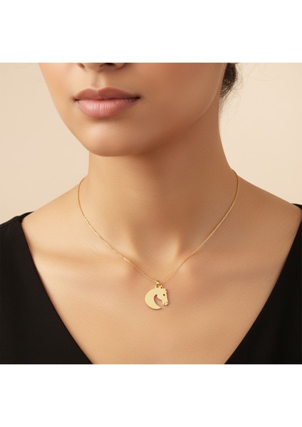 14 Ayar Altın Kolye Ucu at GM65 1 gr