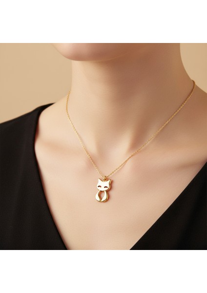 14 Ayar Altın Kolye Ucu kedi GM260 1 gr