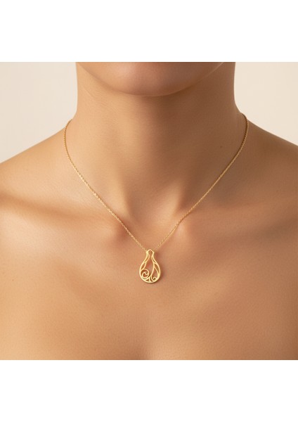 14 Ayar Altın Kolye Ucu prenses GM57 1 gr