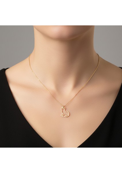 14 Ayar Altın Kolye Ucu kedi GM588 1 gr