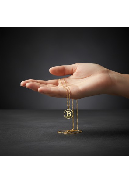 14 Ayar Altın Kolye Ucu bitcoin GM190 1 gr fiyatları
