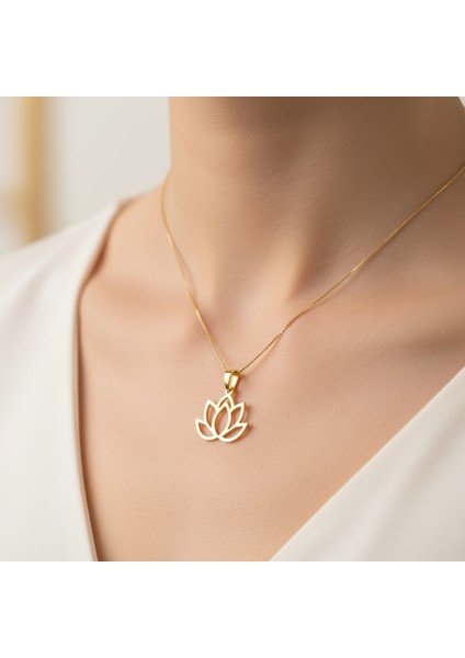 8 Ayar Altın Kolye Ucu Lotus GM1792 0.5 gr
